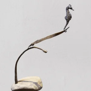 seahorse limited edition bronze on sandstone plinth merran hughes